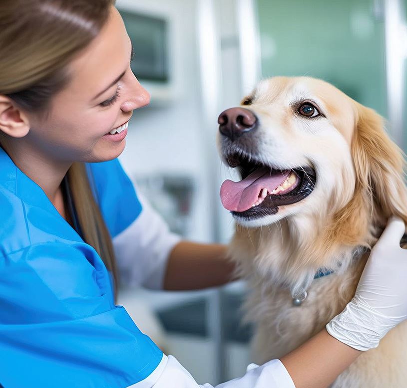 woman with lab